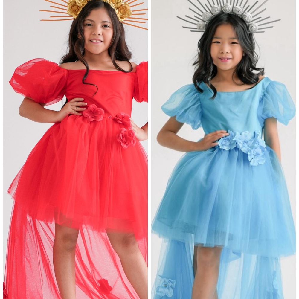 Chic Kids Formal Dress Set in Red and Blue